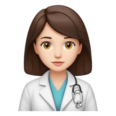 aesthetic emoji of a brunette woman with a white coat doctor sticker