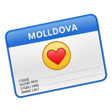 health insurance card emoji with placeholder lines instead of text and a small silhouette of Moldova in the corner sticker