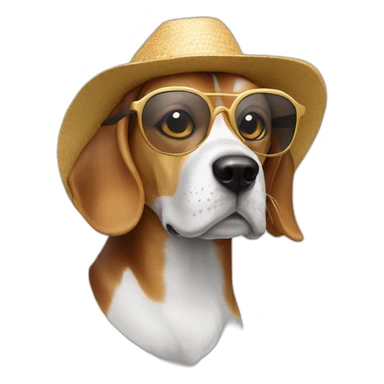 Beagle avec un chapeau et des lunettes de soleil  sticker