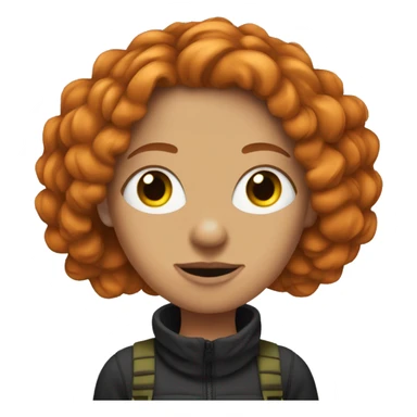 Ginger coloured hair woman with grundge aesthetics, she got a ski mask on her hair.  sticker