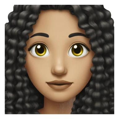 woman green eyes very long black hair curly  sticker