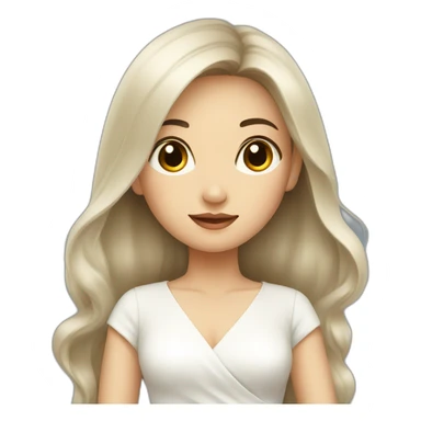 Beautiful Asian woman with long hair and white dress sticker