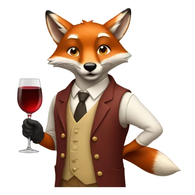 Fox holding a wine glass sticker