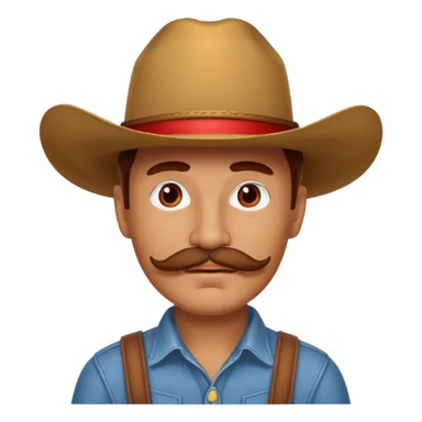 red mustache man with a cowboy hat sticker