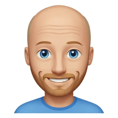 homme yeux bleus presque chauve et une barbe courte moins de chevaux et sourir sticker