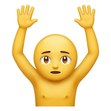 Yellow emoji struggling well, frowning, holding its arms up  sticker