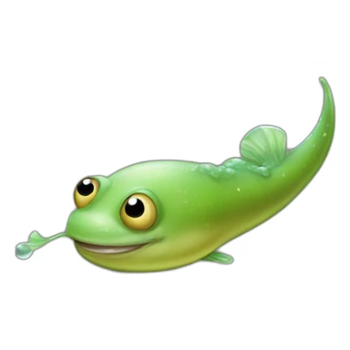 super happy microscopic tadpole-like creature, its teardrop-shaped head and long, whip-like tail  sticker