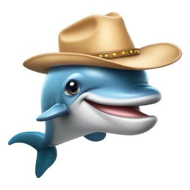 Dolphin with cowboy hat and silly face sticker