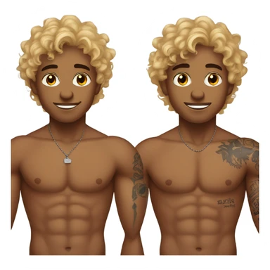 Medium brown boy with blonde curly hair shirtless with tattoos  sticker