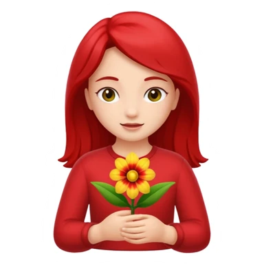 Uma menina segurando uma flor sticker