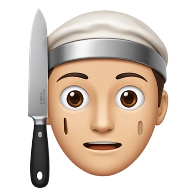 speaking face merged with kitchen knife, split down the middle sticker