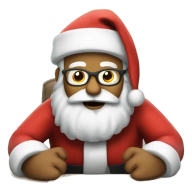 Santa is sitting on a desk, solving complicated math problems  sticker