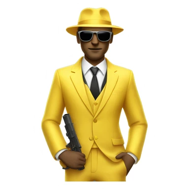 yellow suit, white man mafia with bazooka and sunglasses sticker