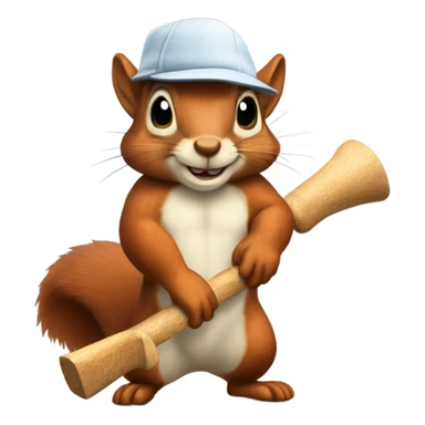 squirrel holding two hatchets wearing a hat  sticker