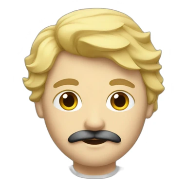 blond hair software developer with black moustache sticker