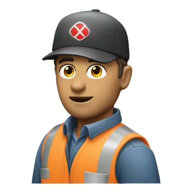 Truck driver looking around sticker