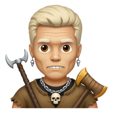 Stone age man  with skull Bone Necklace axe  sticker