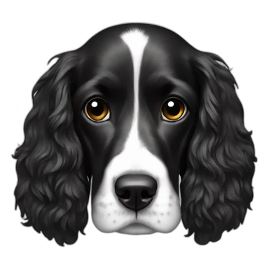 cocker spaniel black white thin white line head sticker