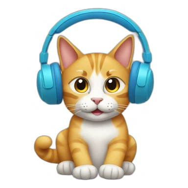 cat satisfied with headphones sticker
