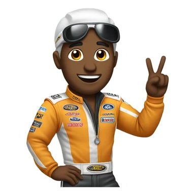 Race car driver with rock n roll hand sticker
