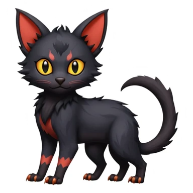 Dark Black Lykoi-Bat-Litten-Torracat-Noibat-Hybrid (Full body) sticker