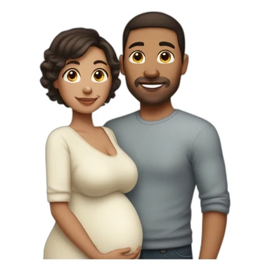 Pregnant wife dark brown haircut and husband clean-shaven sticker