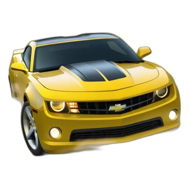 Yellow 2010 Chevrolet Camaro with wheels spinning sticker