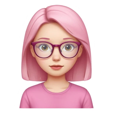 Girl with pink shirt young pale skin with glasses sticker