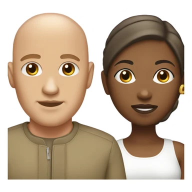 brown-skinned woman with her bald white boyfriend sticker