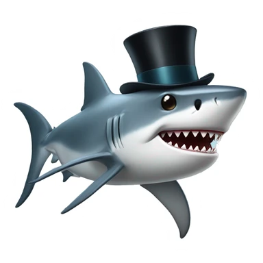 Shark with a top hat mustache sticker