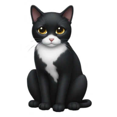 black cat with a small white cross furr in chest sticker