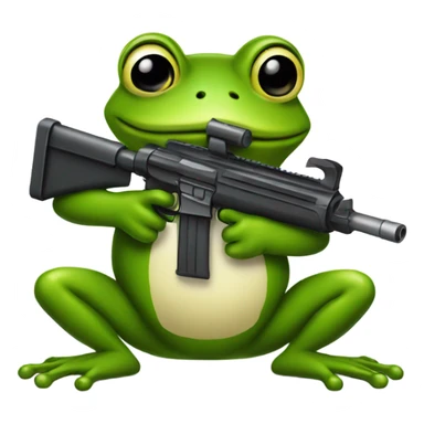 Frog shooting a machine gun sticker