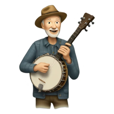 pete seeger playing a banjo sticker