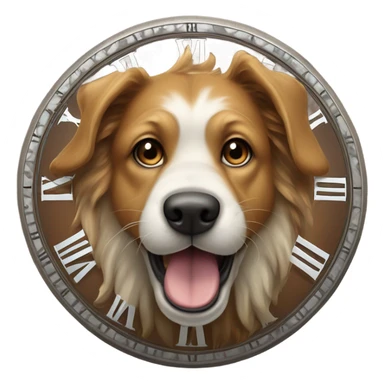 dog bites a big clock sticker