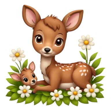 baby deer with flower sticker