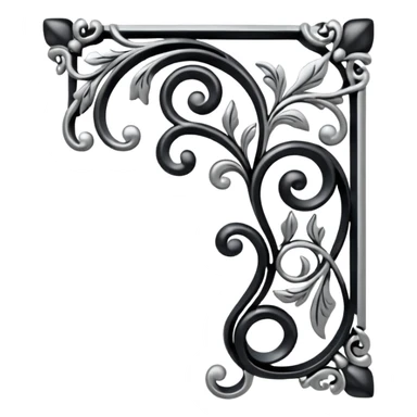 Black and silver filigree corner, 3D, extremely detailed design sticker