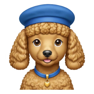 Gold poodle wearing blue beret  sticker