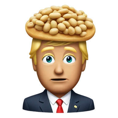 Donald trump with a bean on his head sticker