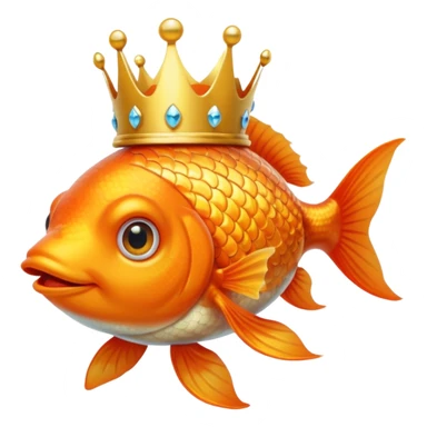 goldfish wearing a crown sticker