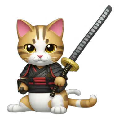 Samurai cat katana sticker