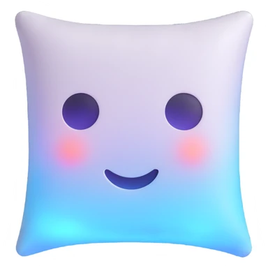 ethereal white pillow emoji, soft and glowing with a subtle blue aura sticker