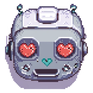 a happy robot face with heart eyes sticker