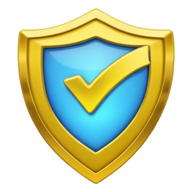 blue shield with a glowing neon yellow check mark in the center sticker