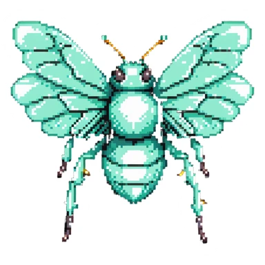 Mint green female bee with diamond wings, sparkly rhinestones, and glittery effects sticker