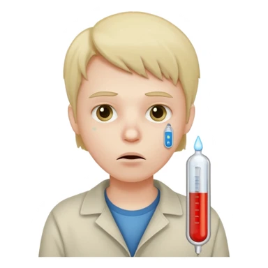 persona enferma con un termometro en la boca  pero que no tenga ropa de enferma  sticker