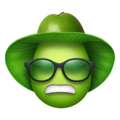 un aguacate con gafas y una gorra sticker