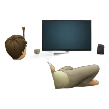 person watching television from couch sticker
