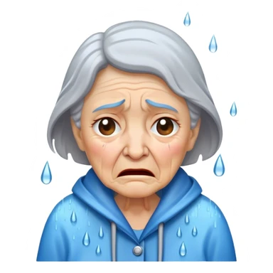 old lady crying in rain sticker