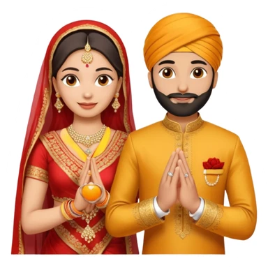 Two hands in a engagement..One hand of groom and one hand of bride. Bride hand - red/yellow saree. groom- light orange punjabi (oonly hands will be visible in the image). Groom's hand is holding a ring.*only the image of hand should be visible* sticker