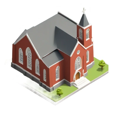 isometric red brick modern English church  sticker